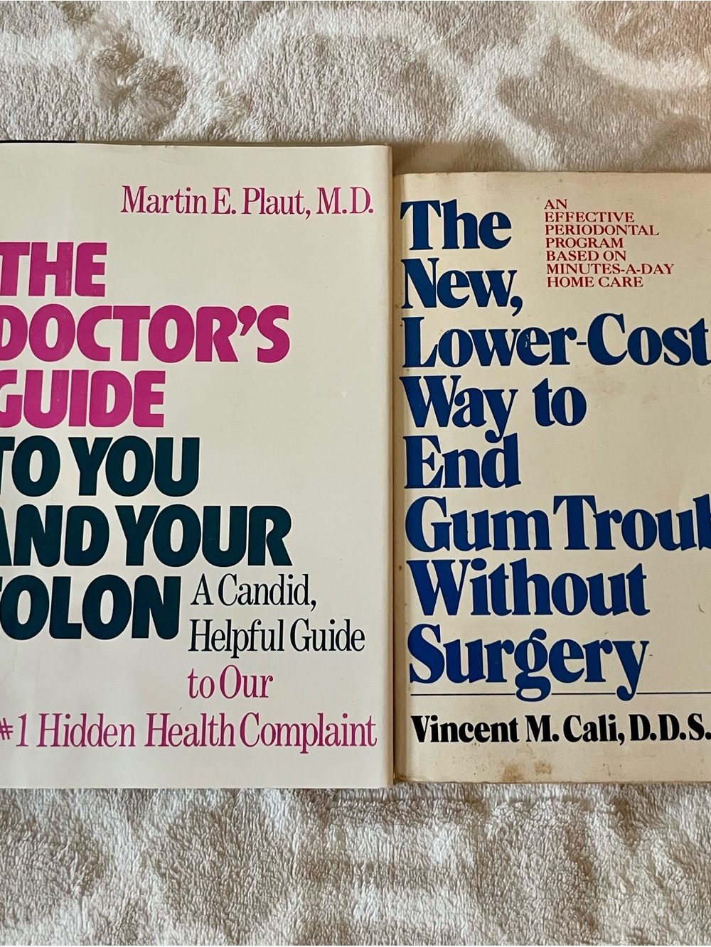Pair of Vintage Health Books — Bold Pink & Blue Typography